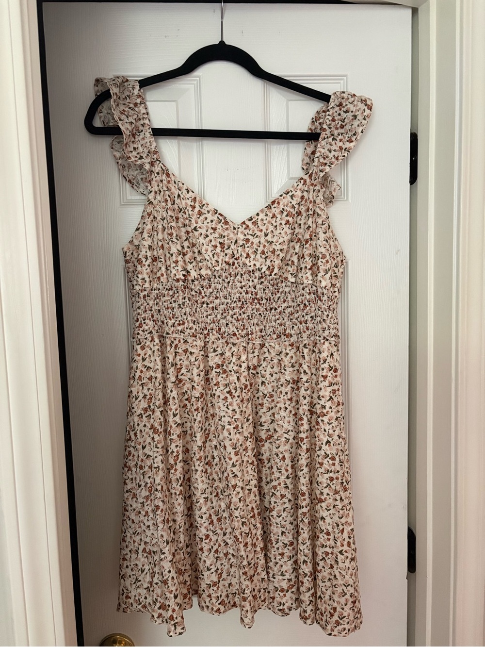 Altar'd State Cream Floral Smocked Mini Dress